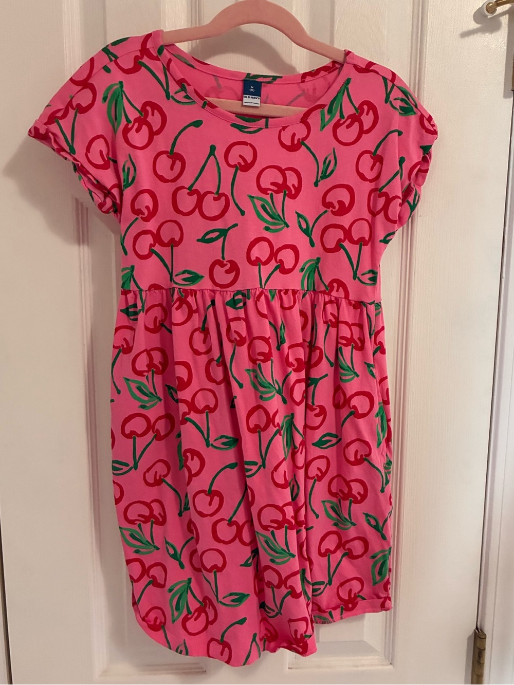 Old Navy Pink Cherry-Print Cotton Dress for Kids